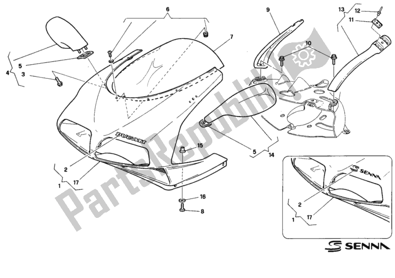 Tutte le parti per il Cuffia del Ducati Superbike 916 Senna 1996